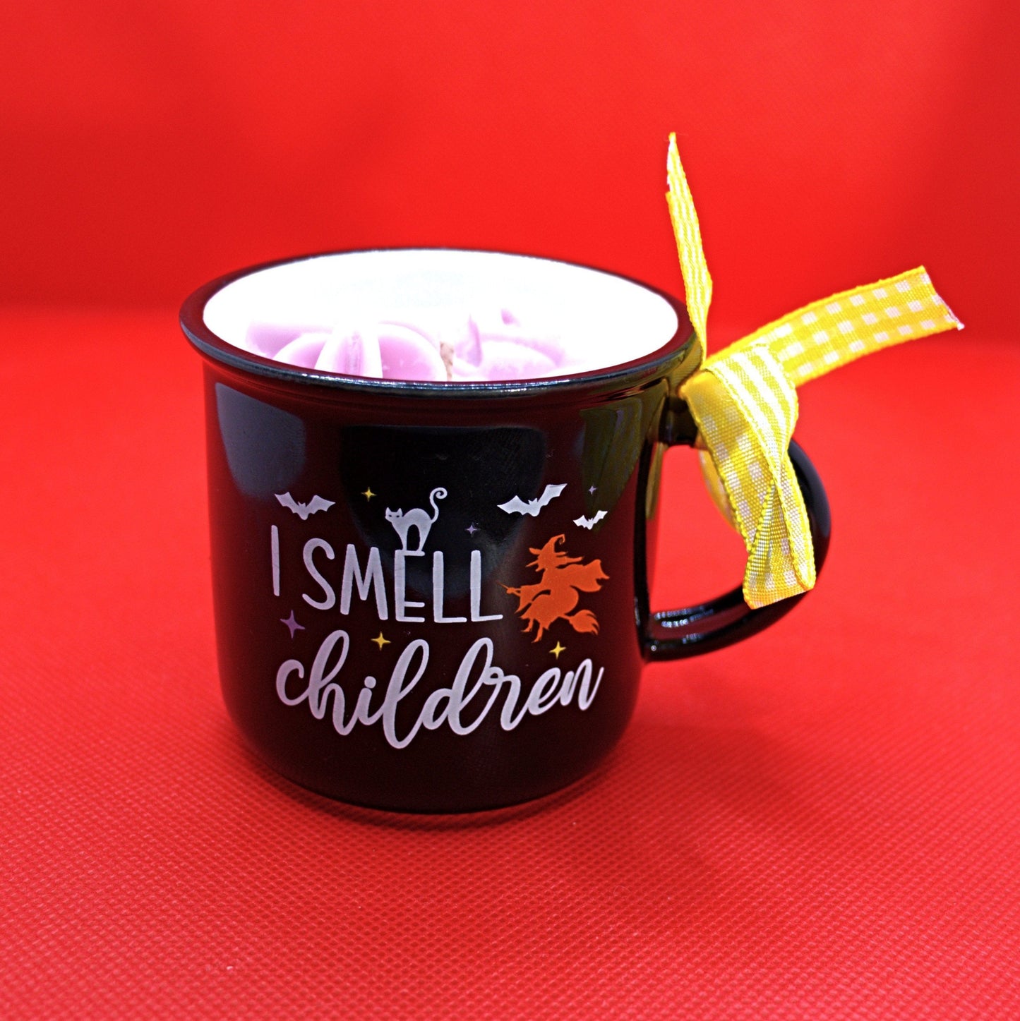 4 oz Freshly Brewed Coffee Mug Candle. (Black) I Smell Children/Spell On You . (Strong fragrance)