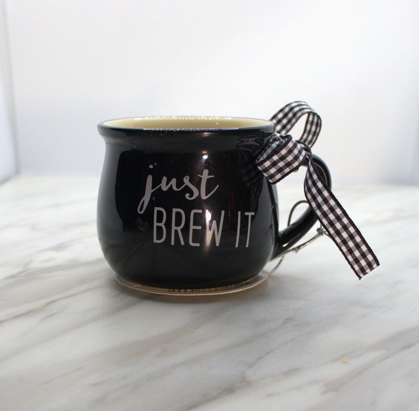 4 oz Freshly Brewed Coffee Mug Candle. (Black) But First/Just Brew It (Strong fragrance)