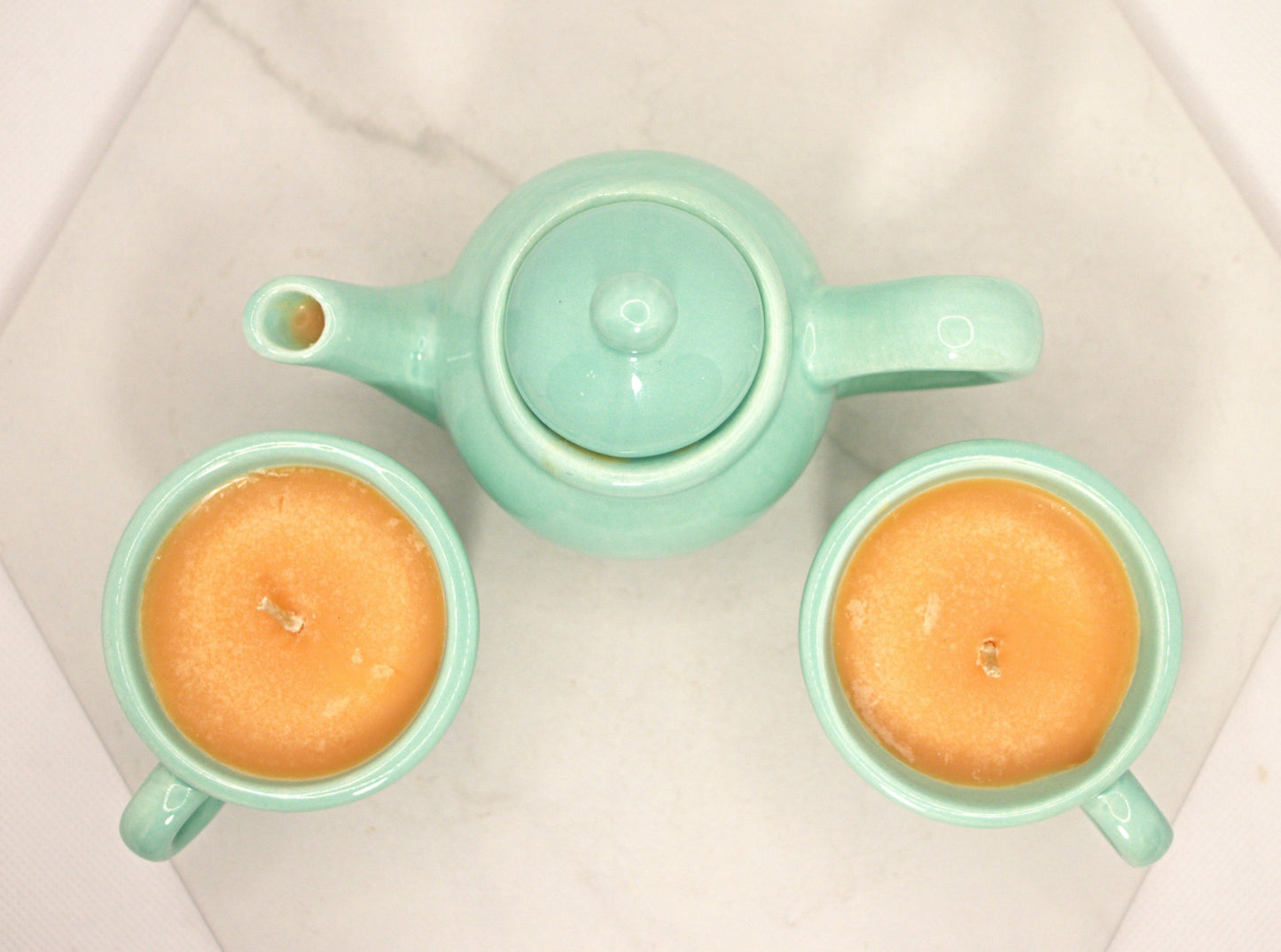 4 oz Teapot Light Green candle set