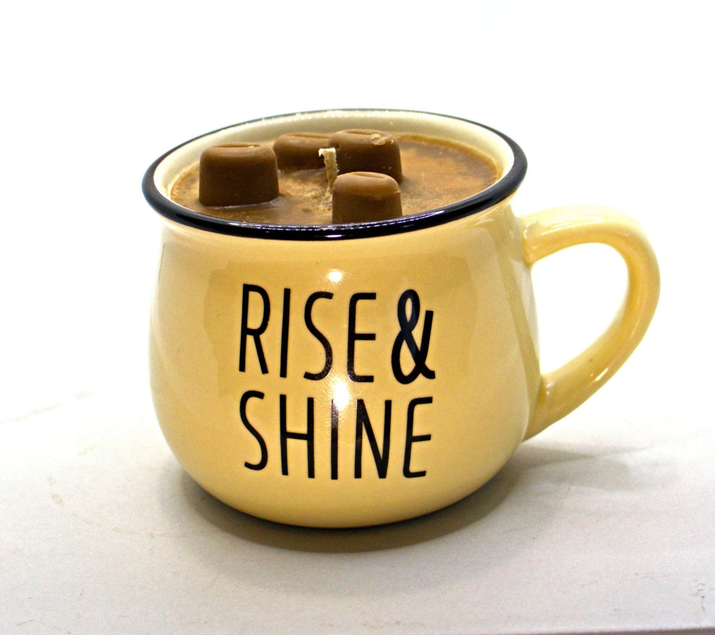 4 oz Freshly Brewed Coffee Mug Candles. (Beige) Hot Stuff/Rise-n-Shine (Strong fragrance)