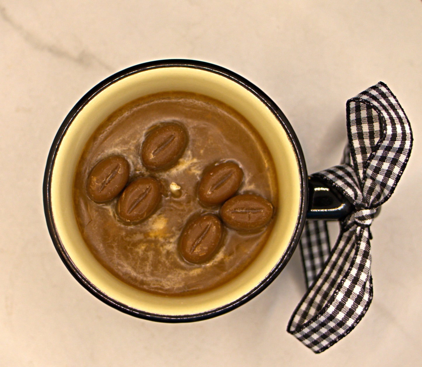 4 oz Freshly Brewed Coffee Mug Candles. (Beige) Hot Stuff/Rise-n-Shine (Strong fragrance)