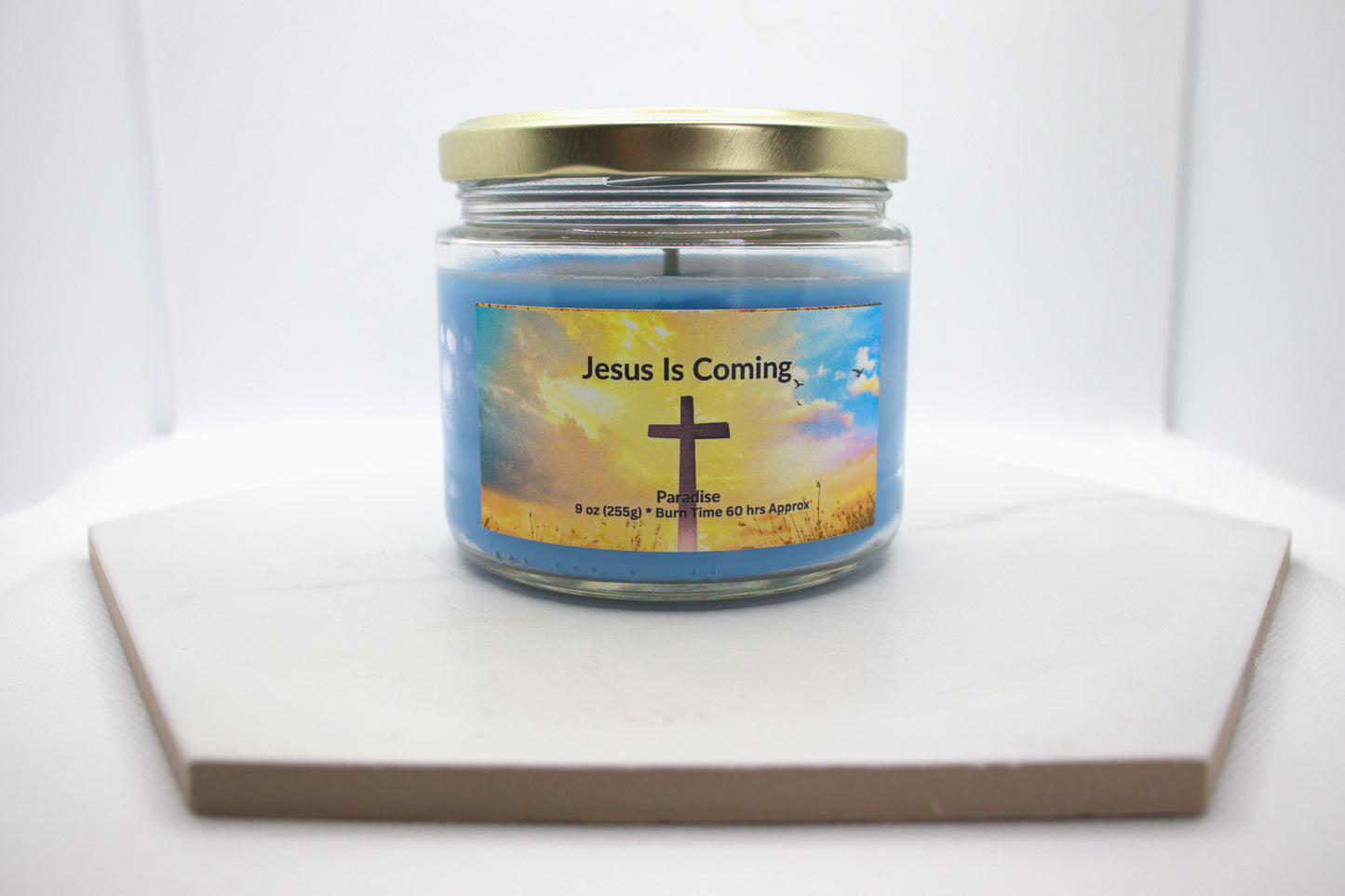 9 oz Heavenly Pacific Paradise Jesus Is Coming Candle (Soft to Slightly strong fragrance)
