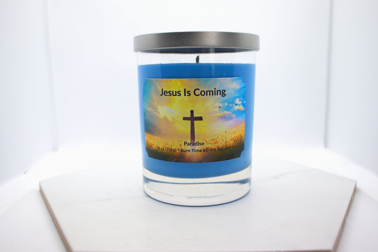 9 oz Heavenly Pacific Paradise Jesus Is Coming Candle (Soft to Slightly strong fragrance)