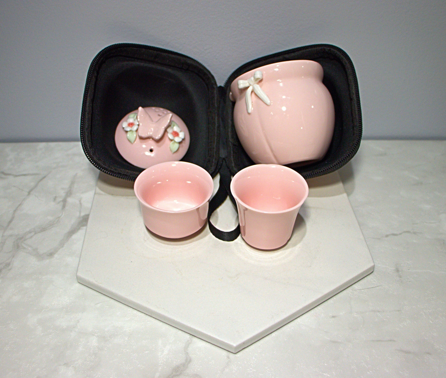 9 oz Teapot Pink Butterfly set