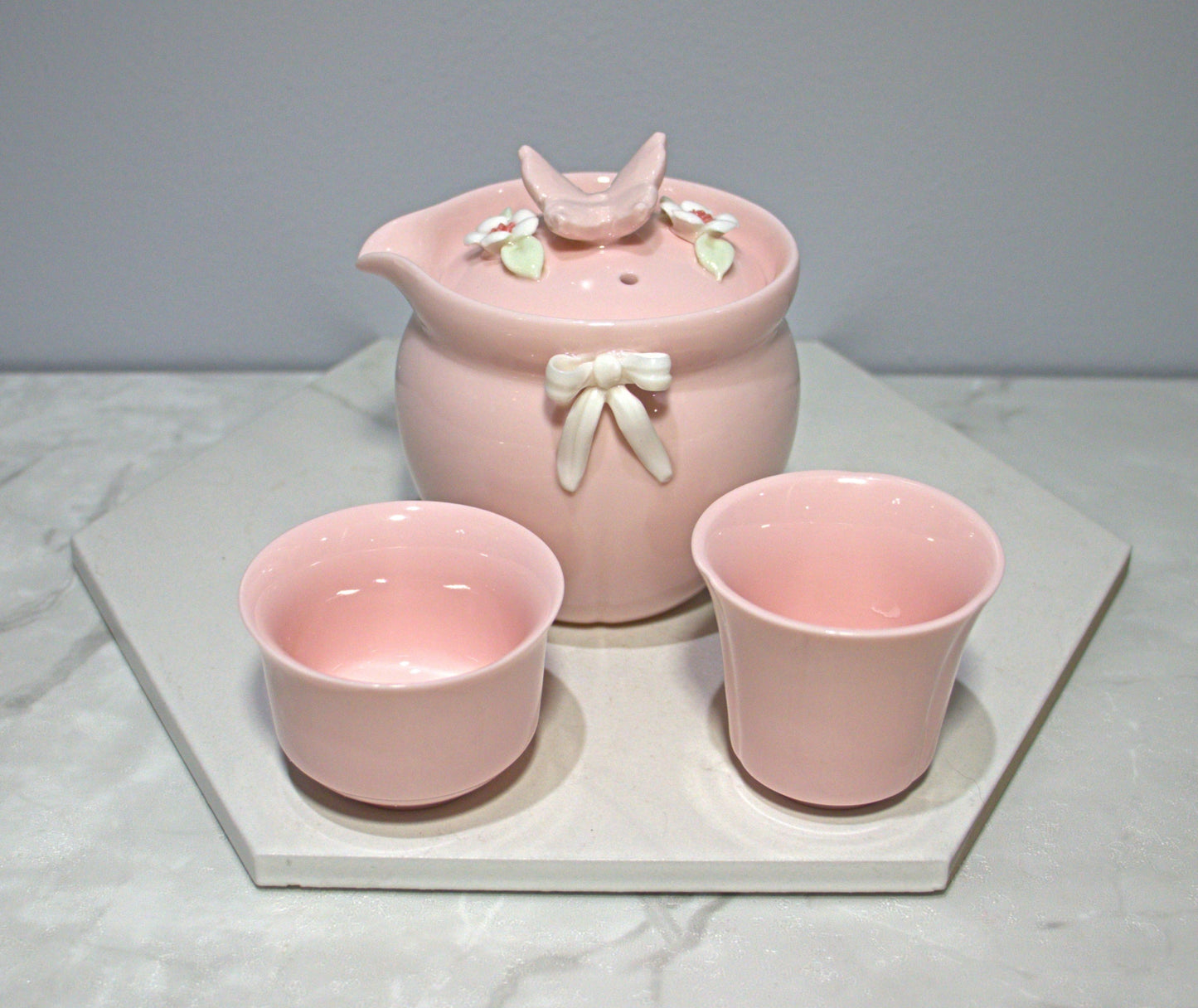 9 oz Teapot Pink Butterfly set