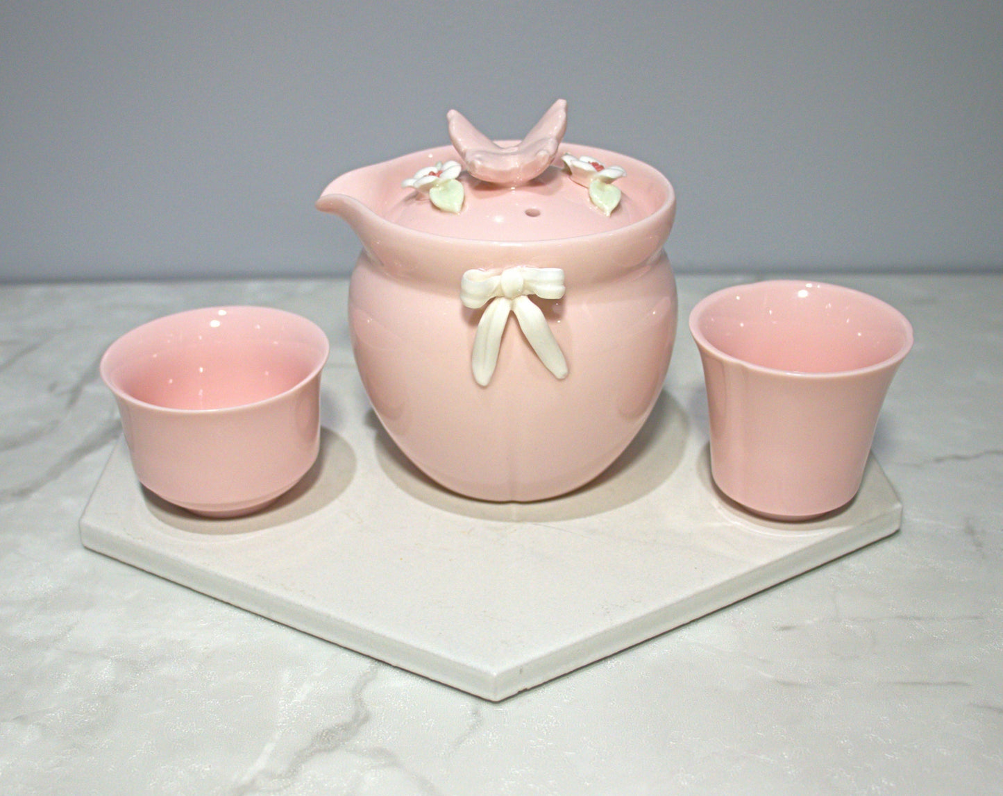 9 oz Teapot Pink Butterfly set