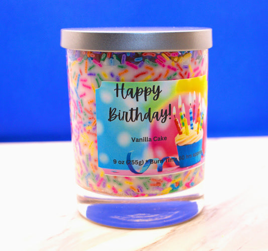 9 oz Happy Birthday Candle (Strong fragrance)